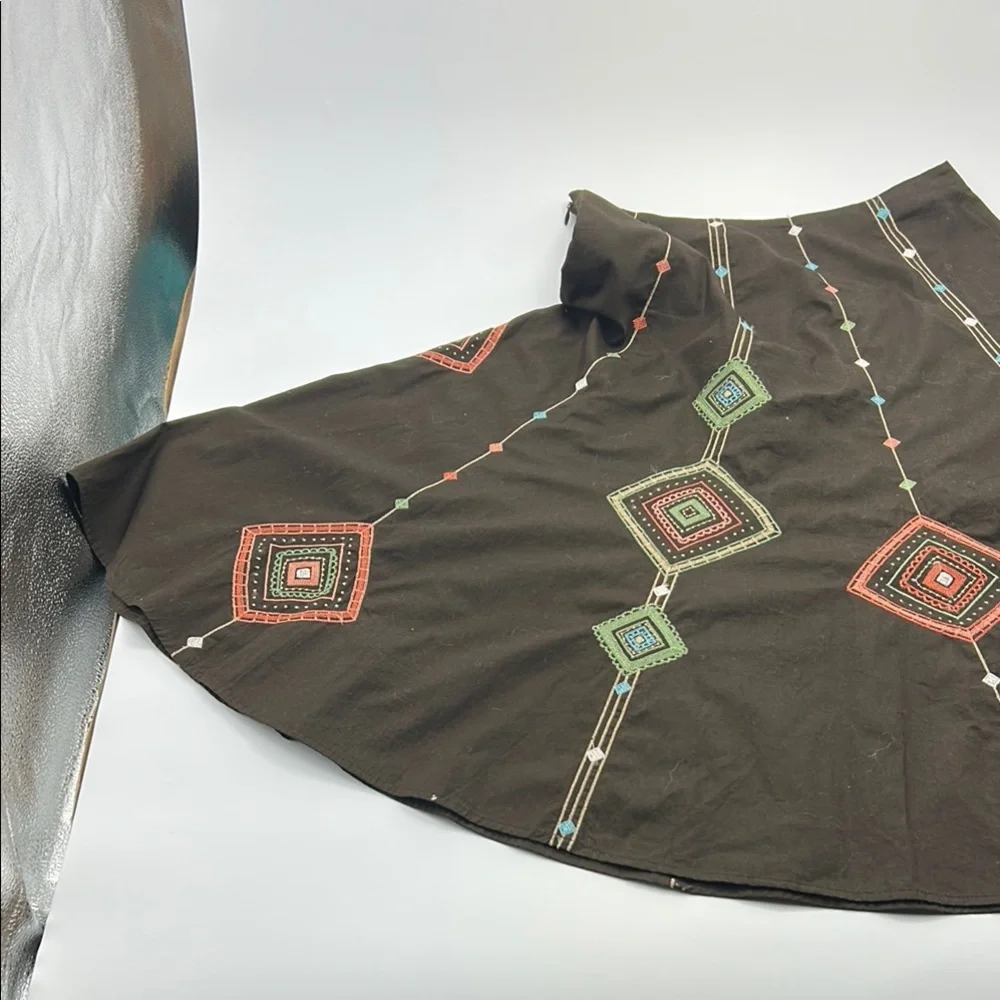 Sunny Leigh A-Line Embroidered Skirt  4 Cottagecore Cotton Zip Up Festival wear